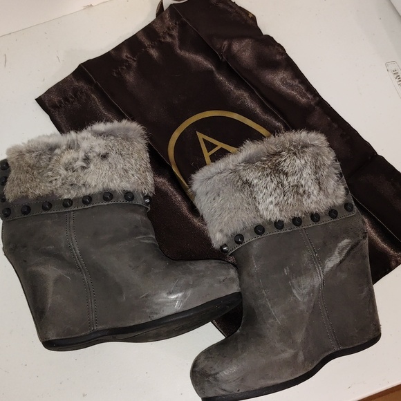 Rare ASH Rabbit top w/hammer nail accents sz European 37  Wedge booties - Picture 2 of 12